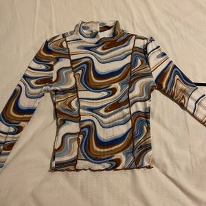 Abstract Multi Color Long Sleeve Turtleneck